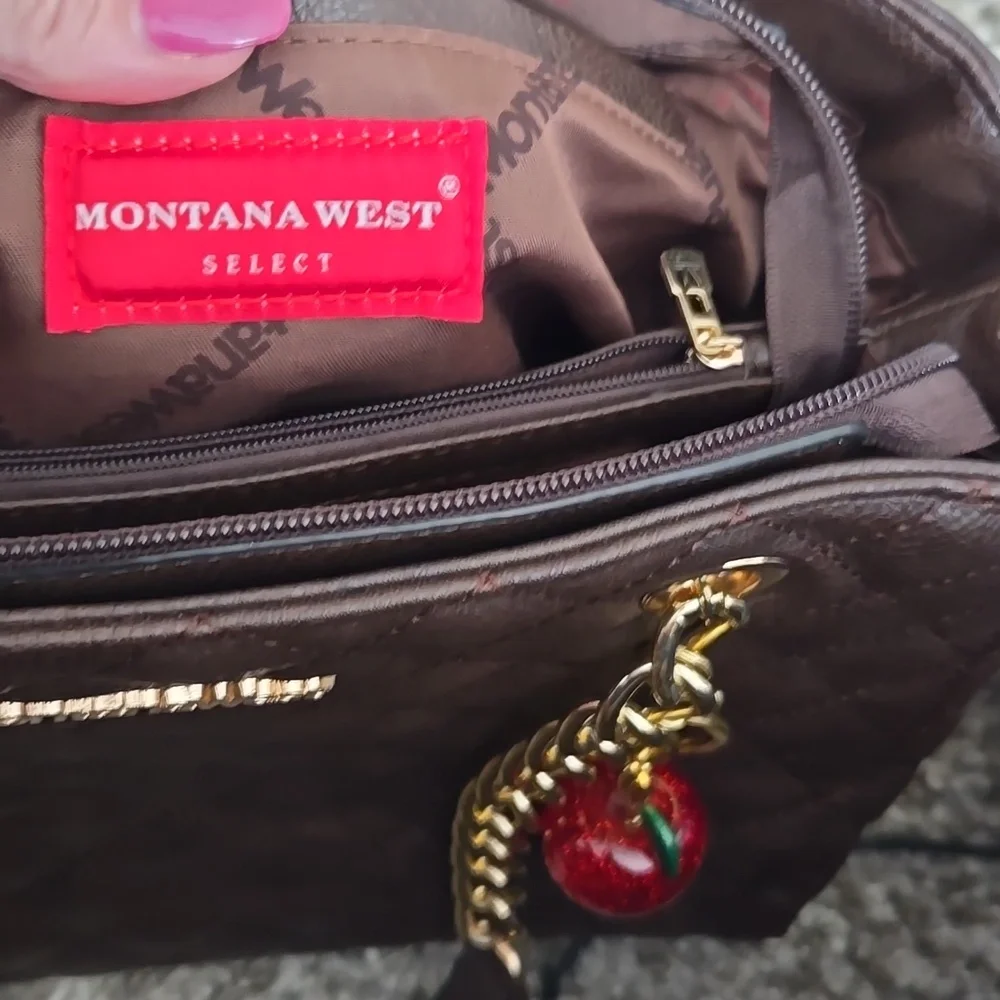Montana West Quilted Brown and Gold Shoulder Bag